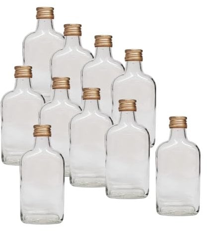 Vidrio 10 x de bolsillo petaca botes + 10 x De Rosca