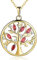JO WISDOM Halskette Baum Des Lebens,Kette anhaenger silber 925 lebensbaum Familie Anhänger Halskette mit 3A Zirconia Januar Geburtsstein Granat Farbe mit Gelbgold überzogen,Schmuck für Frauen Damen