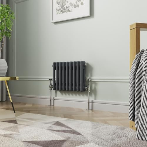 NRG 300 x 425mm Traditional Anthracite Horizontal Cast Iron Style Radiator Double Panel