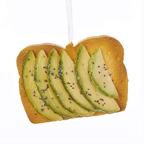 Kurt Adler Avocado Toast Hängeschmuck - Avocado Toast Ornament - Grün - 4,5 Zoll - Modern, Trendy - Weihnachten