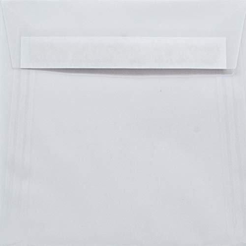Netuno 25 Brief-Umschläge transparent weiß quadratisch 170x 170 mm 110g quadratische Briefumschläge durchsichtig elegant für Einladungs-Karten Hochzeits-Karten Geburtstags-Karten Weihnachten