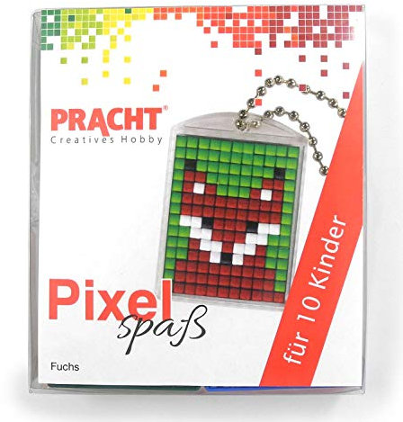Pixel P90058-01501 Spaß Bastelset Fuchs, mit 10 Medaillons zum Pixeln, einfaches Stecksystem ohne Bügeln und Kleben, für Kindergeburtstag, Bastelnachmittag, Schulen und Kitas