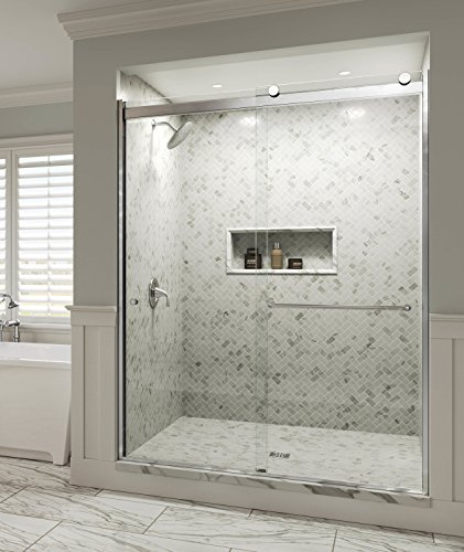 Basco Rotolo Sliding Shower Door RTLH05B5670CLSV, Chrome, 52-56 in. W x 70 in. H, 1/4 in. Clear Tempered Glass