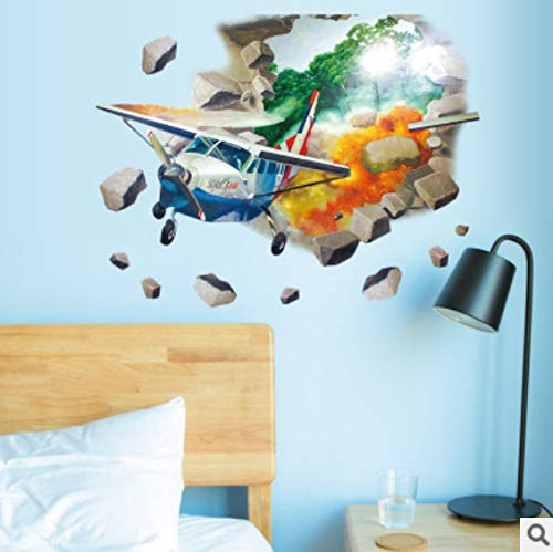 Broken Wall Helicopter Bedroom Living Room TV Sofa Background Decoration Removable Stickers 50 × 70cm
