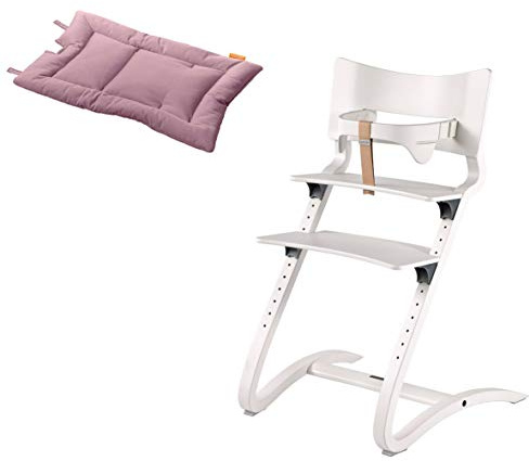 Leander Stuhl weiß - Hochstuhl - Kinderstuhl - Erwachsenenstuhl mit Babybügel + Kissen dusty rose