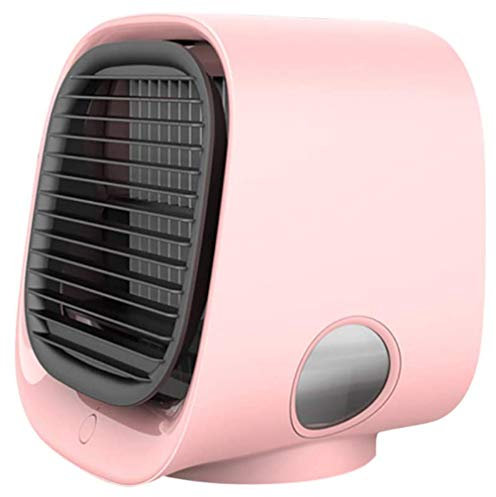XBSLJ Mini Condizionatore Portatile con Gas Refrigerante USB 3 in 1Umidificatore, Purificatore, Desktop A 3 velocità Air Cooler per Casa, Ufficio E Auto,Rosa