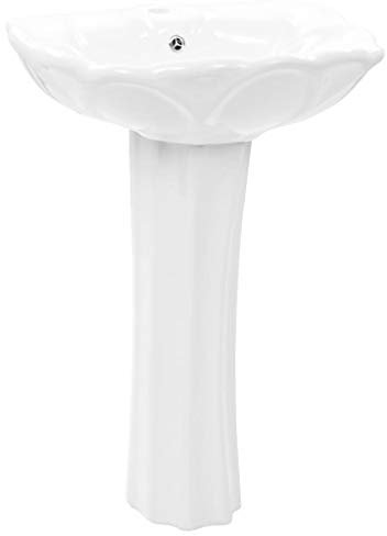 Tidyard Freistehendes Waschbecken mit Säule Standwaschbecken Waschtisch Standwaschtisch Waschplatz Bad Badezimmer Keramik Weiß 580x510x200 mm