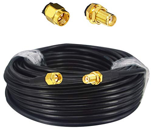 Boobrie Alto Cavo SMA 20M RG58/U maschio a femmina coassiale 50 Ohm prolunga per router WiFi 3G 4G LTE Antenna a bassa perdita LAN senza fili GPS (non per TV)