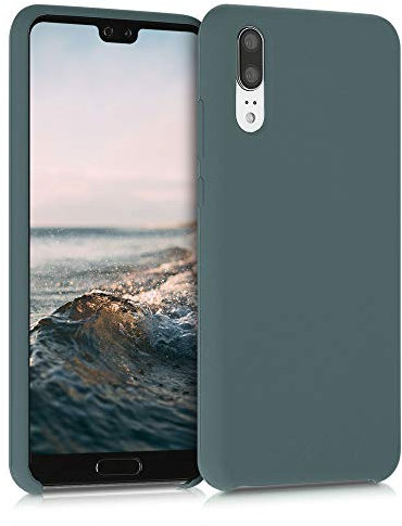 kwmobile Hülle kompatibel mit Huawei P20 Hülle - Silikon Handy Case - Handyhülle weiche Oberfläche - kabelloses Laden - Blaugrün