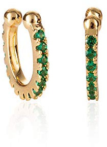 namana Gold Ear Cuffs für Frauen, stilvolle Gold Manschetten-Ohrringe mit grünem Zirkonia-Edelsteinen, ein Paar falsche Ohrringe für Damen, Teenager, Mädchen ohne Ohrlöcher in Schmuckbeutel