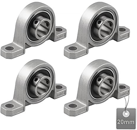 EXLECO 4 Stücke Gehäuselager, 20mm Stehlager Set, Lagerbock, Zinklegierung Wellenlager, Flanschlager für Achse Welle Maschine, 3d - Drucker (KP004)