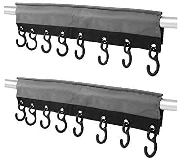 MULTIBROS 2er Pack Camping Hakenleiste mit 8 Haken | 58cm Aufhängesystem mit Keder- und Klettbefestigung | Ideal für Vorzelte, Wohnwagen und Campingbedarf