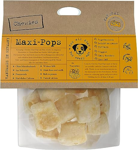 Chewies Maxi-Pops Käse Leckerli für Ihren Hund - Knusper Käse-Snack Leckereien für Hunde - laktosefreie, kalorienarme Hundeleckerli getreidefrei aus Kuh-Milch, made in Germany (70g)