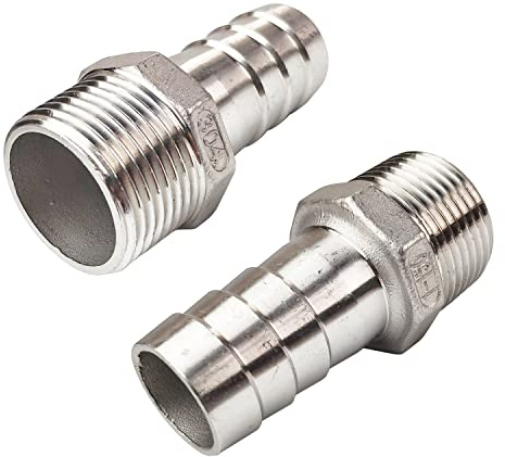 JENSWILL Adaptador de manguera de 1 (25 mm) a 1 NPT macho roscado, adaptador de manguera de acero inoxidable, 2 unidades