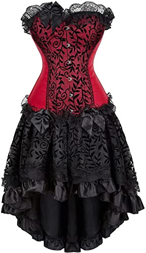 Corsage Korsett Kleid CorsagenKleid Rock Spitzen Schnüren Gothic Halloween