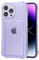 DEFBSC Case for iPhone 13 Pro Max, Transparent Back Card Holder Phone Case, Ultra Slim Soft TPU Shockproof Clear Case with Card Slot for Back of Phone - Purple
