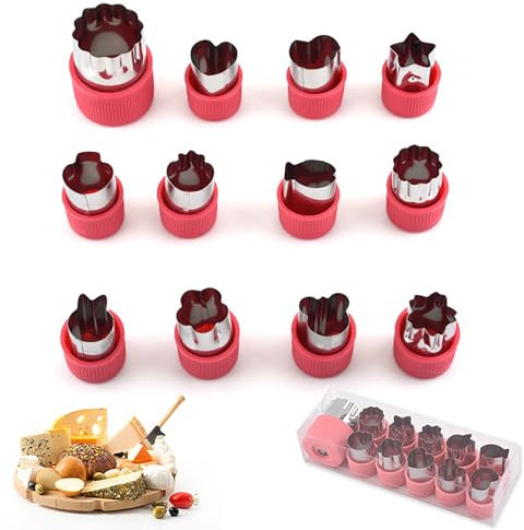 12 Pcs Vegetable Fruit Cutter Shapes Set, Vegetable Cookie Cutters with Comfort Grip, Kids Cookie Cutters, Christmas Birthday Food Cutters