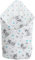 Medi Partners Steckkissen 100% Baumwolle 75x75cm Einschlagdecke Babyhörnchen doppelseitig weich ganzjährig multifunktional antiallergisch Babys (Teddy mit blauen Sternen)