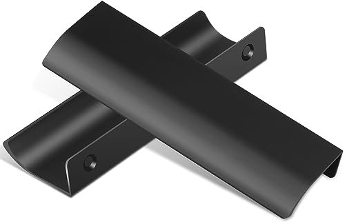 Tyywjw 10 Stück Schrankgriffe Möbelgriffe Schwarz 128 mm, Versteckte Küchengriffe Türgriffe Möbelgriffe Schubladengriffe Profilgriff Schwarz Aluminium für Küchenschränke, Schrankzug, Schublade