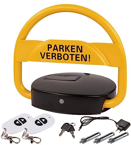 Akku Solar Parkplatzsperre Parksperre Parkplatz Sperrbügel mit Funk Fernbedienung signalgelb Ø Rohrrahmen 32 mm
