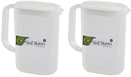 Pride Home & Garden PHG Durable Plastic Fridge Door Jug w/ Lid | BPA Free Plastic Pitcher Set | Dishwasher Safe | Airtight Systema Plastic Jug | 1.5 litres (Pack of 2) (PHG-PFDJL_1.5L)