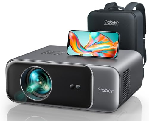 [Auto Focus/4K Support] Projector with WiFi 6 and Bluetooth 5.2, YABER Pro V9 Native 1080P Outdoor Movie Projector, Auto 6D Keystone & 50% Zoom, Home Theater Projector for Phone/TV Stick/PC