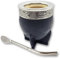 DUEVOLO - Schwarz - Yerba Mate Gourd (Mate Cup) - Uruguayan Mate - Lederumwickelt - Inklusive Edelstahl-Bombilla (Mate Imperial) - Mate Cup und Bombilla Set (Guarda Rupestre)