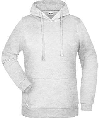 James & Nicholson Damen Basic Kapuzensweat - Leicht taillierter Kapuzenpulli mit angerauter Innenseite | Farbe: ash | Grösse: L