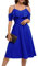 Bbonlinedress Robe de Soirée Cocktail Chic pour Baptême Cérémonie Bal Mariage Mi-Longue avec Bretelles Royal Blue 3XL
