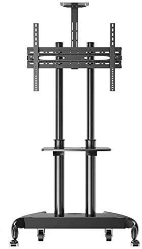 GGZONE TV-Ständer, robuster TV-Wagen für 32, 42, 43, 40, 55, 65, 70 Zoll Flachbildfernseher, mobiles Rollen mit Zwei Ablagen und Rädern, Schwarz Beautiful Scenery