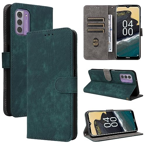 BELLA BEAR Nokia G42 5G Hülle, Flip Wallet Case, RFID-Blockierung, Ständer, Magnetisch, Kartenschlitz, Grün