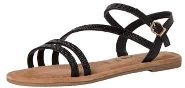 Tamaris Damen Sandalen Leder Sommer; BLACK GLAM/schwarz; 37 EU
