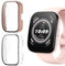 KUSINHOKA [2 Pack Funda para Amazfit Bip 5, Carcasa Anti-Choque con Protector de Pantalla Cristal Templado, HD [Anti-Arañazos] Protección Completa Duro PC Funda, Rosa + Transparente