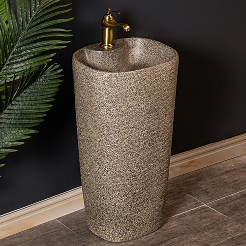 Lavandino A Colonna Bagno, Lavabo su piedistallo indipendente in un unico pezzo, lavabo su piedistallo in ceramica per bagno, lavabo da appoggio da terra per balcone guardaroba, per interni ed esterni