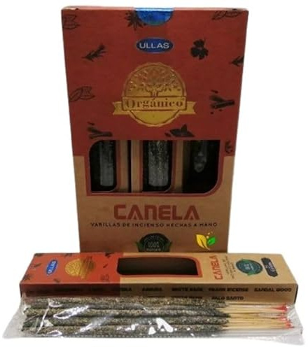 3 Boxen mit Bio-Räucherstäbchen, handgefertigt, 25 g x 3, hergestellt in Indien, Harz und ätherischen Ölen, 100 % natürlich (Zimt)