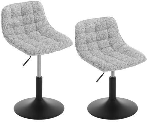 WOLTU Schminktisch Stuhl Hocker 2er Set für Schminktisch, Schlafzimmer & Esszimmer - Höhenverstellbar, 360° Drehbar mit Rückenlehne, aus Bequemer Chenille, Grau