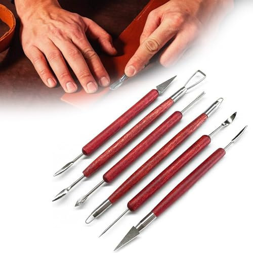 6 Pcs Clay Sculpting Modelling Tools,Pottery Air Dry Clay Tool Sculpting Set,Double-Ended Stainless Steel Wax Clay Sculpting Carving DIY Tools,Polymer Clay Tools for Art Crafts DIY Pottery Sculpture