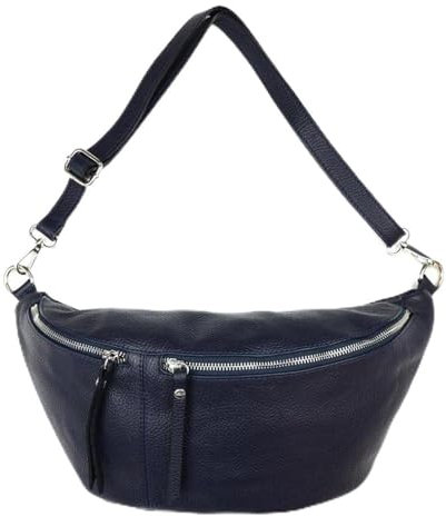 ECHT Leder XXL BODYBAG Bauchtasche UMHÄNGETASCHE CROSSBAG (dunkelblau)