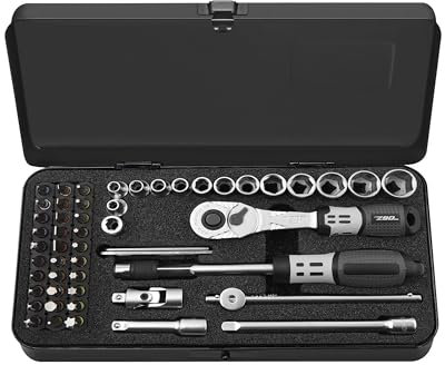 MATADOR Steckschlüsselsatz & Bit Set | Ratschenkasten Metall | Steckschlüsselsatz 1/4 Zoll mit Ratsche | 54-teiliger Knarrenkasten METAL_box M1 | MATADOR Werkzeug Nr. 21450001