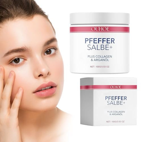 Pfeffersalbe Plus, Aktiv Pfeffersalbe zum Bräunen, Reichhaltige Salbe mit Plus Collagen & Arganöl, Hautreparatur Pfeffer Salbe, Pfeffer Reichhaltige Salbe, Gesichtscreme für alle Hauttypen (100g)