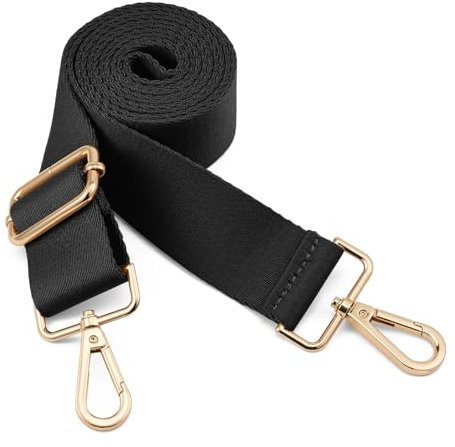 QIUTIMIY Schultergurt, Verstellbarer, Dicker, weicher, universeller, Rutschfester Ersatz-Komfortgurt mit Metall-Drehhaken für Umhängetasche/Messenger-Tasche(Schwarz)