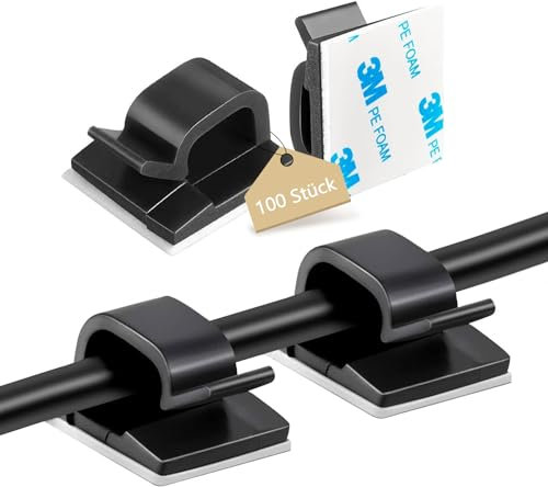 Abnii 100 soportes para cables, clips de cable para exterior e interior, autoadhesivos, para gestión de cables, organizador de abrazaderas de cables, ganchos para fijación de cables, cadena de luces,
