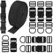 5 M Nylon Gurtband mit Schnallen 6 Paare, 2,5 cm Breit Strapazierfähiges Gurtband, 8 Metall D Ringen, 12 Tri Glide Schieber, Einstellbare Gurtband mit Schnalle für Handwerk Rucksack Tasche Koffergurt