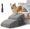 Masthome Scaletta per Cani Estesa a 2 Gradini, Scala Cane in Spugna per Letto Divano, Scale Antiscivolo per Animali Anziani/Feriti per Salire Sul Letto, con Copertura Rimovibile e Lavabile (Grigio)