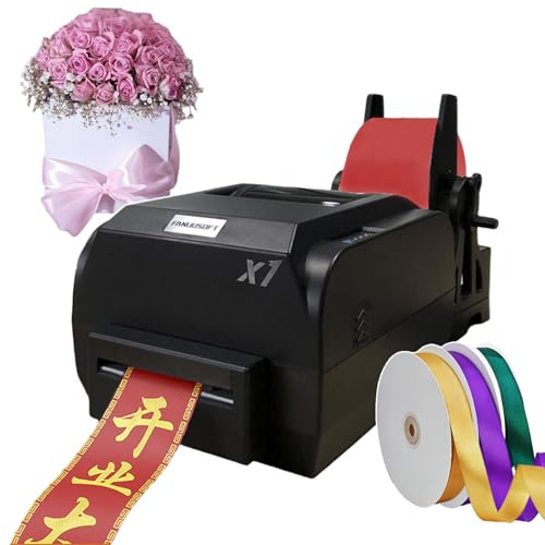 smafoseedding Digitale Satinband-Druckmaschine, DIY-Banddrucker, mit Bandhalter, Druckauflösung: 200 dpi, für Hochzeiten, Partys, Geburtstage, verschiedene Feste, Heimdekoration, Singlerow