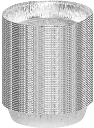Tsffae 50 Pezzi di Alluminio a Prova di Olio Scatola di Latta Antiaderente Friggitrice Ad Aria Fodera Rotonda Scatola di Latta Vassoio Contenitore per Alimenti per Cucinare