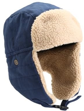 Sporgard Fliegermütze mit Ohrenklappen aus Wollmischgewebe, russische Wintermütze, Uschanka-Jagdmütze, Marineblau, M