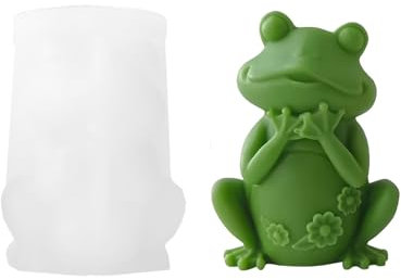 Xidmold 3D Frosch Kerzenform Seifenform Frosch Silikonform für Epoxidharz, Sojawachs Kerzen, Seife, Gips, Beton, Handwerk (A)