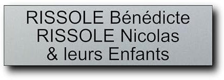 Plaque Boite aux Lettres Personnalisable - 12x3.5 Cm - Haute Visibilité - 1 à 3 Lignes - Etiquette Boite aux Lettres Interieur ou Exterieur Adhesive - Nom Prenom Famille - Plaque porte (Argent)