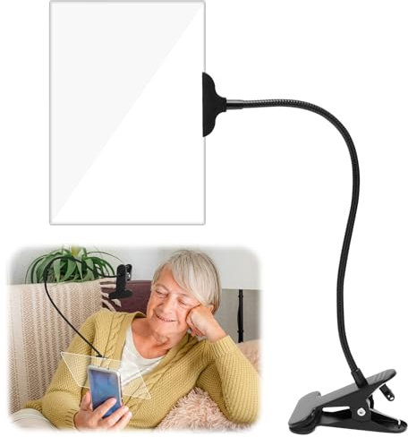 Yuragim 5X Lupe mit Ständer und Klammer - Verstellbarer Flexibler Schwanenhals zum Lesen für Senioren - Seitenlupe für Basteln, Zeitungen, Nähen und Hobbys